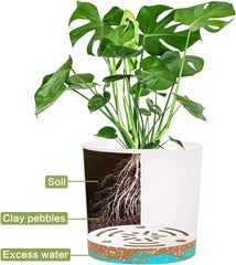 Lot de 2 pots de fleurs de 12,7 cm, pots de fleurs d'intérieur avec trous de drainage et base amovible, soucoupes décoratives modernes pour jardinières d'extérieur (blanc 12,7 cm)