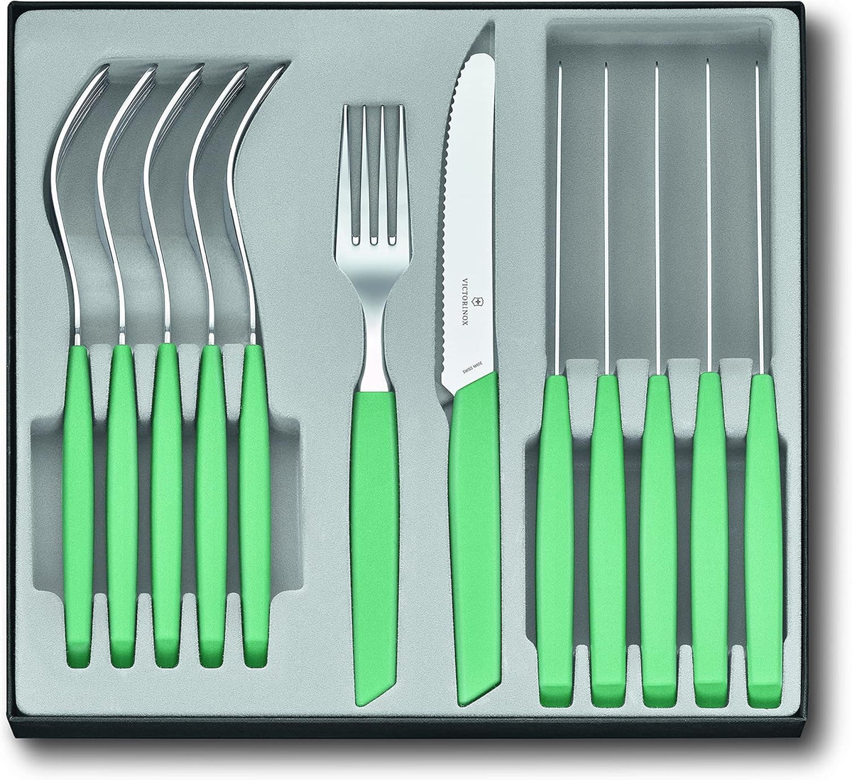 VICTORINOX Ménagère Suisse Moderne pour 6 Personnes, Cuisine 12 Pièces Naty Shop Vert