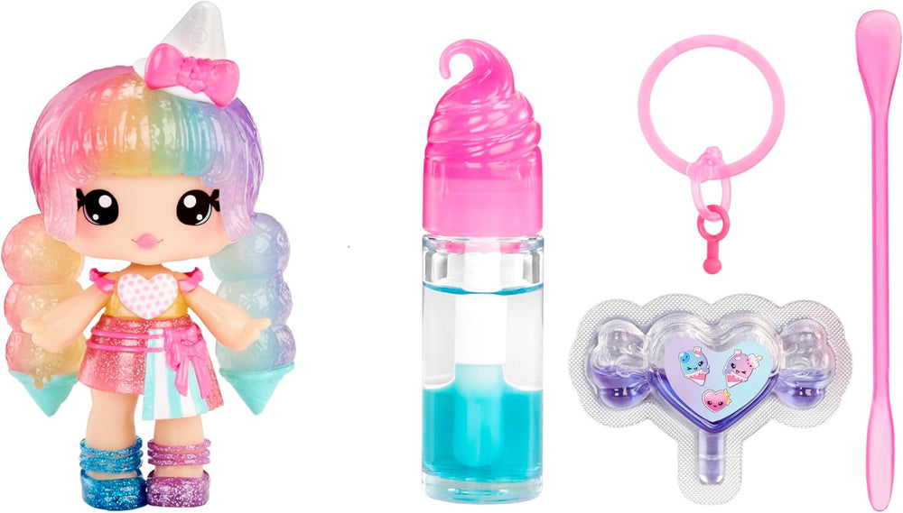 Yummiland Lip Gloss Doll - Roxie Crystal Candy - Y compris un kit de brillant à lèvres DIY, Geeignet für Kinder ab 4 Jahren, Rosa, série 2