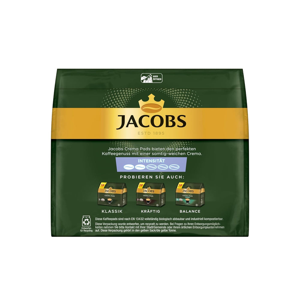 Jacobs Pads Crema Mild, tampons compatibles Senseo, 5 x 18 Getränke, 90 Kaffeepads
