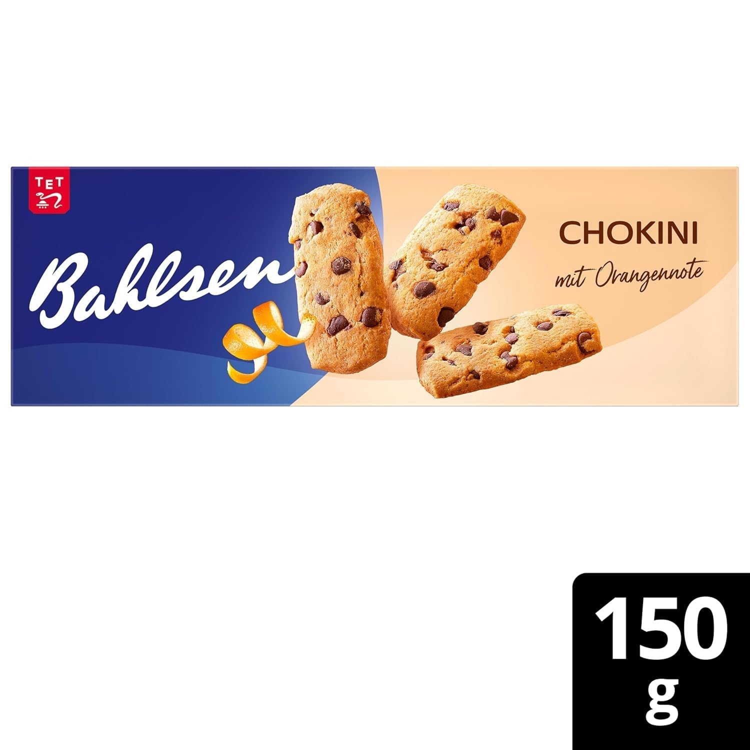 Bahlsen Chokini - 1 Pachet - Aluat Fragil cu Bucăți de Ciocolată și Aromă de Portocală (1 x 150 g)