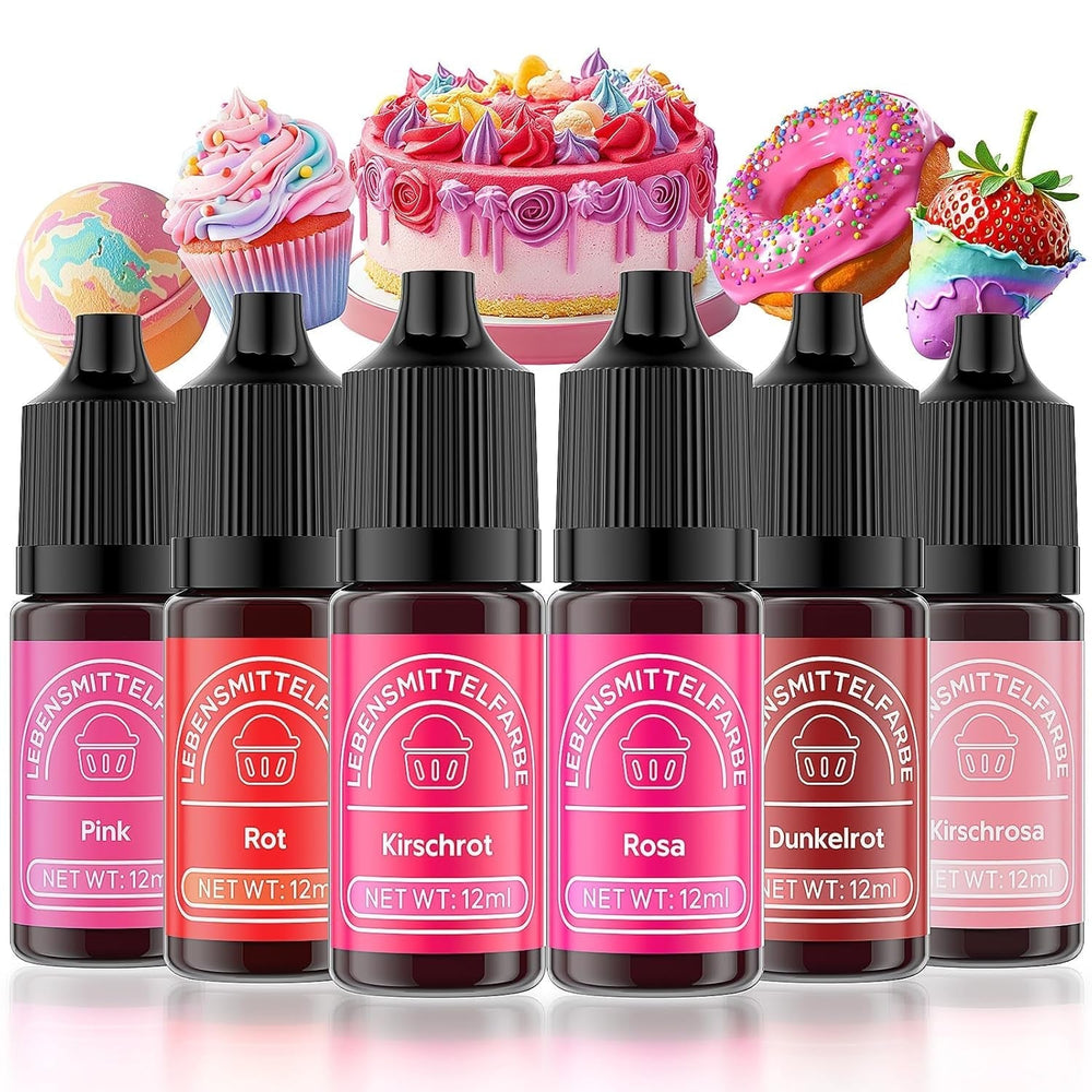 Colorant alimentaire 6 couleurs x 12 ml, colorant alimentaire liquide hautement concentré pour la pâtisserie, kit de colorants alimentaires pour fondants, gâteaux de Noël, macarons, beignets, biscuits (arc-en-ciel)