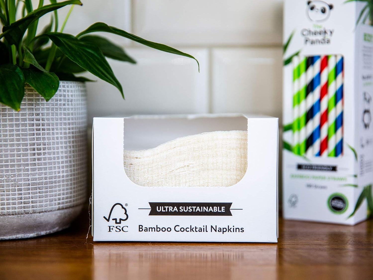 Les serviettes de cocktail en bambou Cheeky Panda | serviettes blanches 100 pièces serviettes en papier