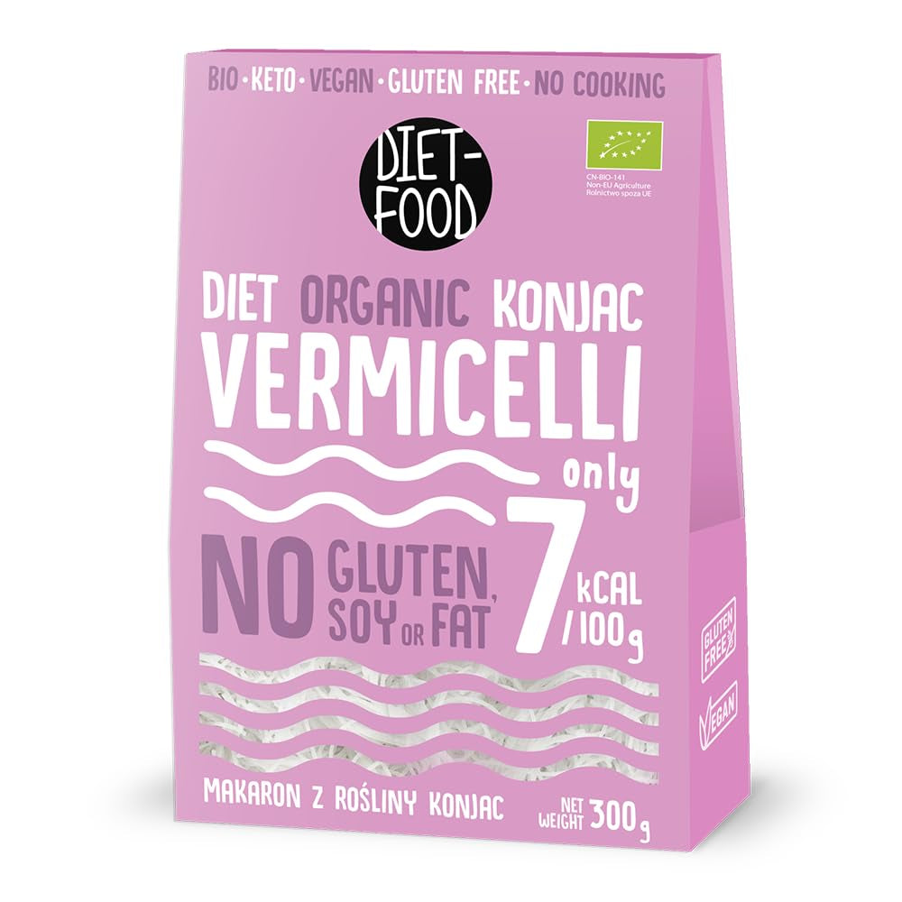 DIET-FOOD Riz instantané Shirataki Konjac biologique, faible en glucides, faible en calories, végétalien, sans gras, sans soja, sans gluten, compatible céto, minceur, 300 grammes