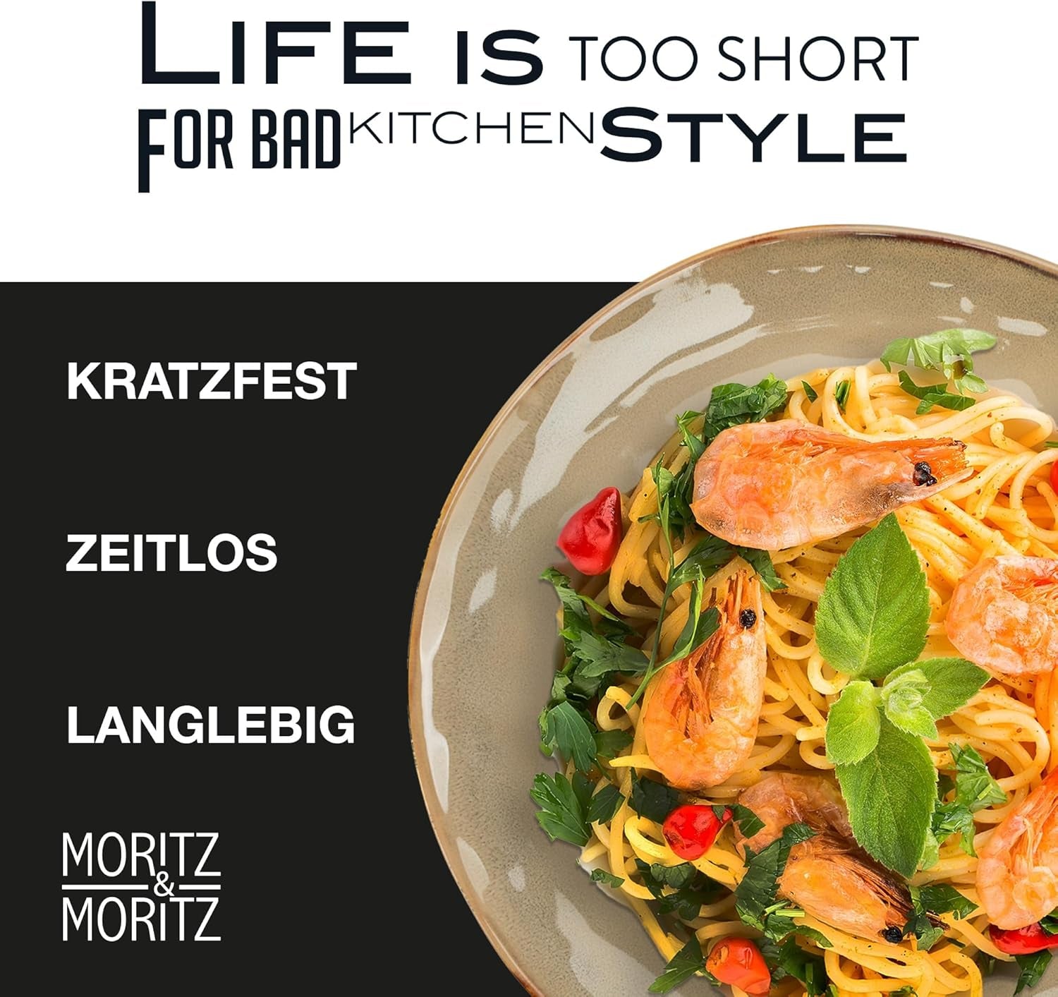 Moritz & Moritz COPA 16-tlg Geschirrset 4 Personen - Elegantes Teller Set aus hohrstandigem Steinzeug - Geschirr Set 4 Personen aus je 4x Dinnerteller, Dessertteller, Müslischale & Kaffeebecher