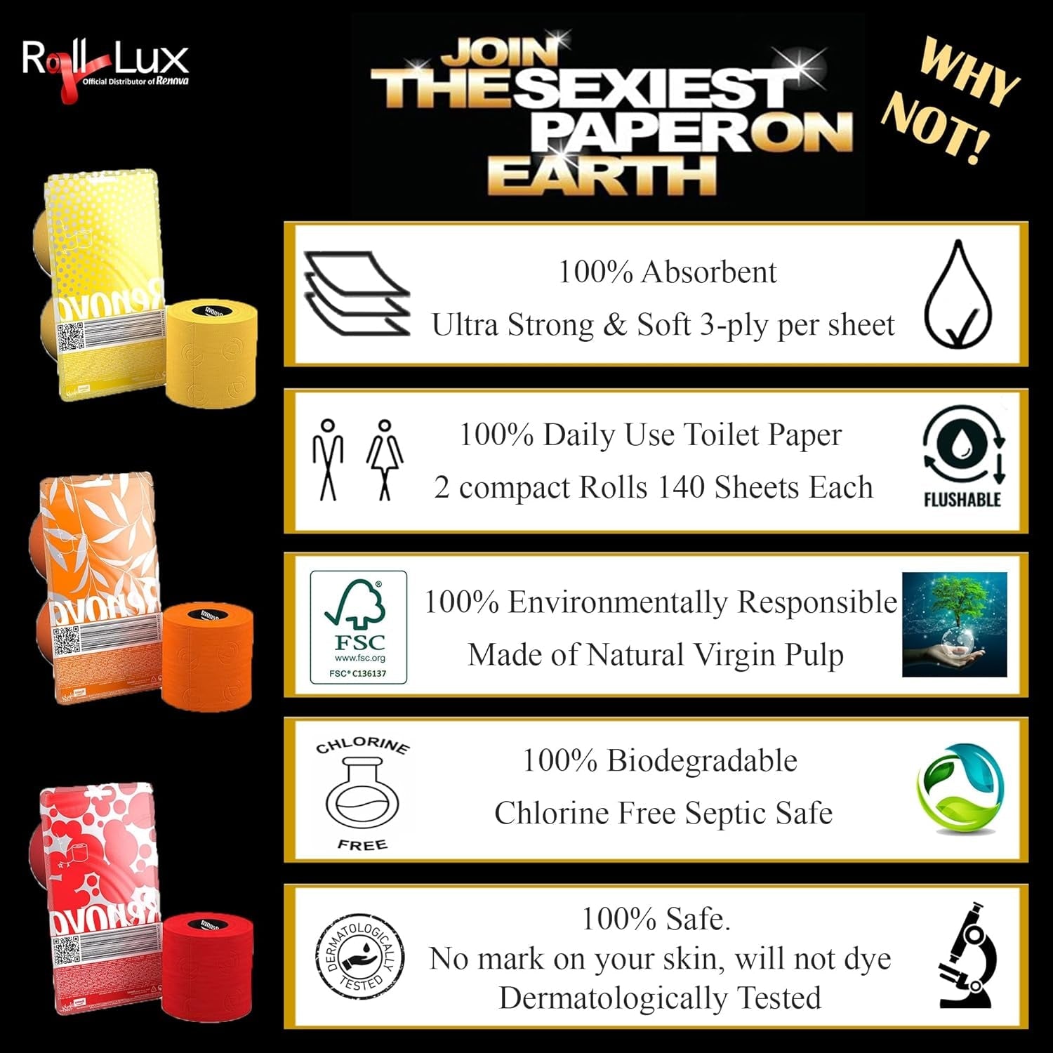 Papier toilette RENOVA, bleu, coffret cadeau, 2 rouleaux (200064206)