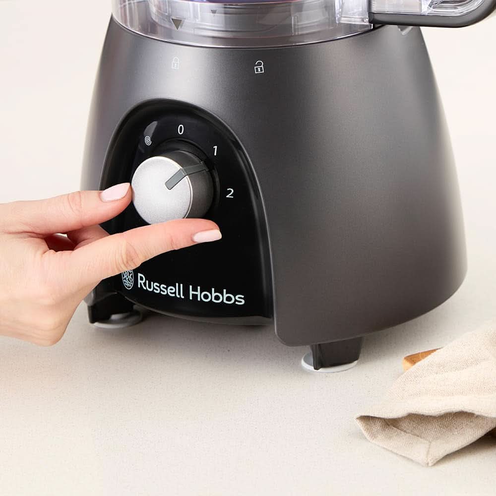 Robot de bucătărie Russell Hobbs [blender/tăietor de legume/mixer de masă/despicator/blender] Robot de bucătărie (frământare, amestecare și feliere), Matte Charcoal Bucatarie Naty Shop