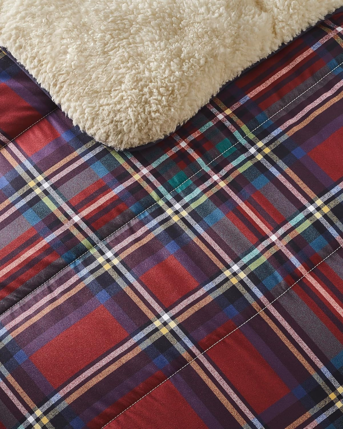 Couverture polaire Sherpa confortable Night Lark, tartan rouge classique, 9 Tog, luxueuse, moelleuse, épaisse et réversible, parfaite pour un canapé, un lit, un canapé. Hypoallergénique, lavable en machine, Taille : Lits et couettes Night Lark