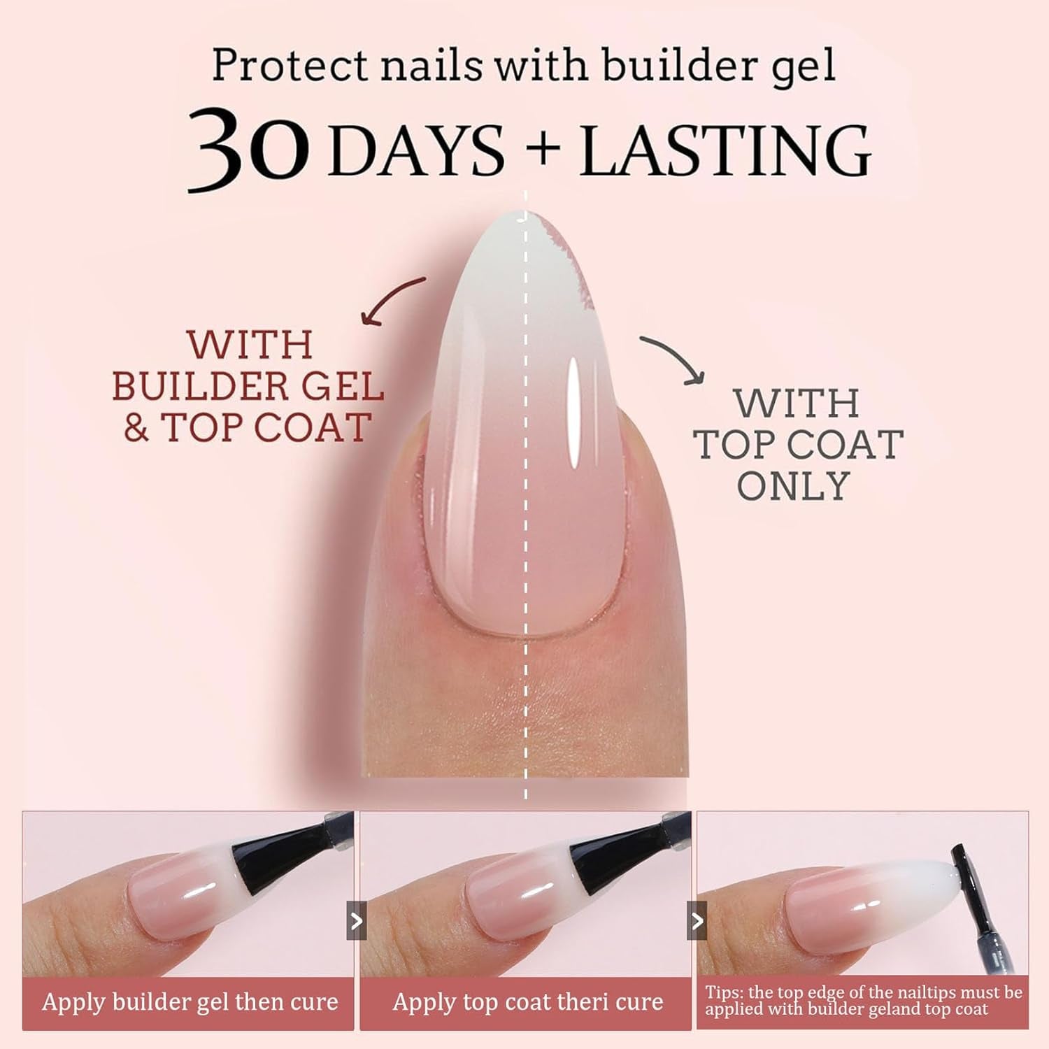 Set de unghii false - 240 de bucăți, unghii false franțuzești, pentru lipit - Design gradient alb roz, unghii artificiale, acoperire completă, gel moale, naturale și confortabile la purtare (migdală roz)