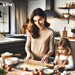 Rouleau à pâtisserie en bois avec poignées - 40 cm x 4 cm - Rouleau à pâtisserie antiadhésif pour étaler et pétrir pâtes fraîches, pizza, biscuits, raviolis, gâteaux, pâtisseries - utile en cuisine