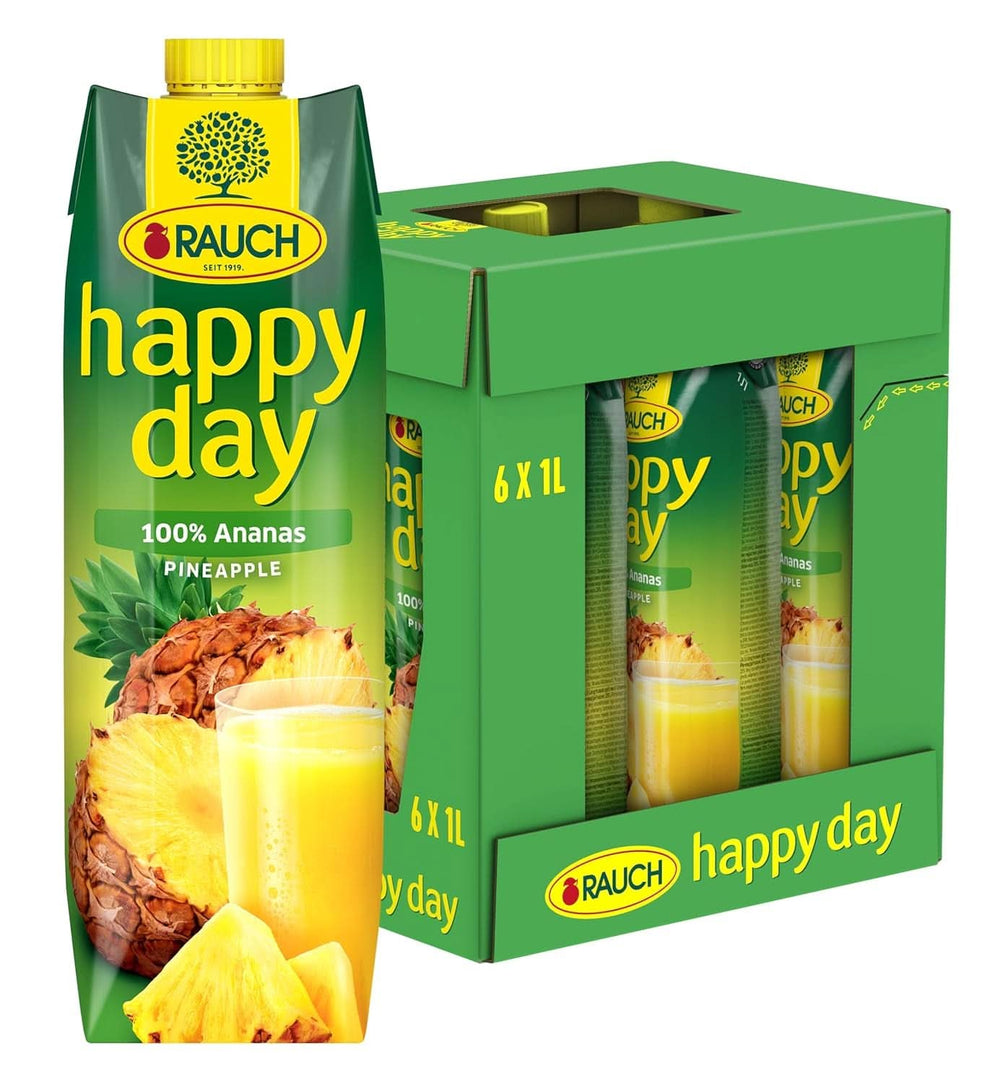 Rauch Happy Day Ananas | Explosion de saveurs tropicales | Fabriqué à partir de jus d'ananas 100 % concentré | 6 x 1 litre, Tetra Prisma Boissons sans alcool Naty Shop