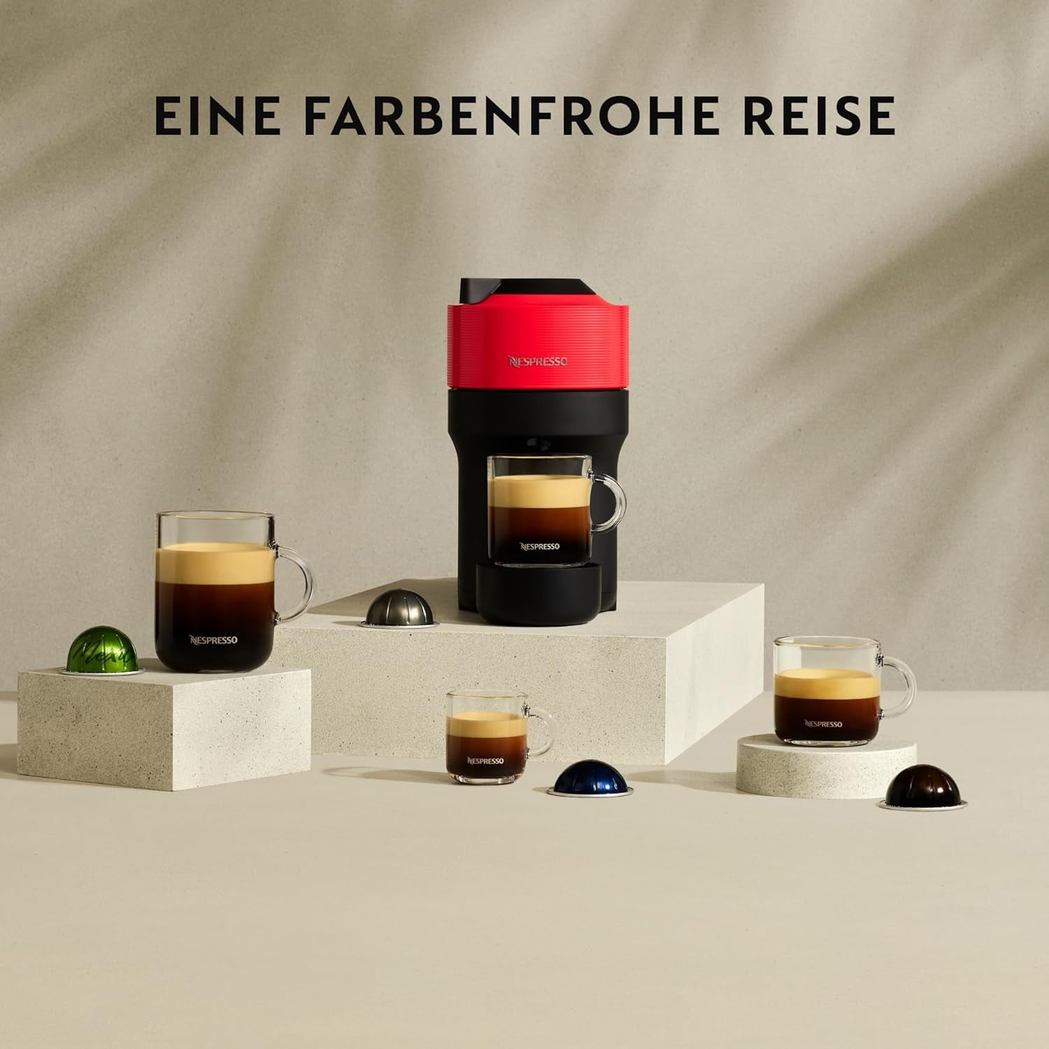 Machine à expresso avec capsules Nespresso Krups Vertuo Pop, capacité : 560 ml, reconnaissance automatique des capsules, système One Touch, 4 tailles de tasse, temps de chauffe raccourci, durable, Aqua Mint, XN9204