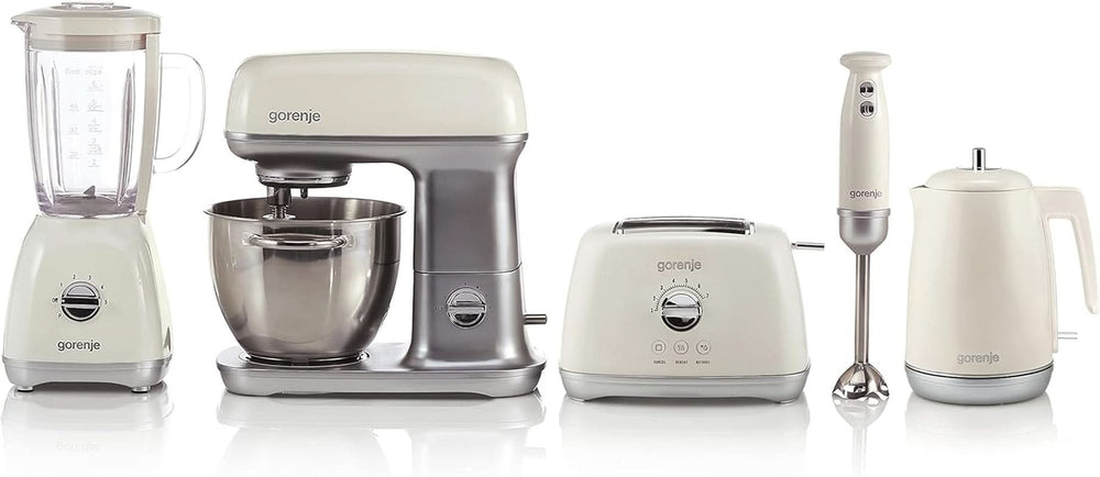 Gorenje MMC 1000 RL Küchenmaschine 7 Geschwindigkeitsstufen/Schüssel 4.5 Liter/ 1000 W Motorleistung / 3D Mixen/Supersilent/Easyclean/Überhitzungsschutz/Drehzahlregulierung/Champagne Mother and Child Naty Shop