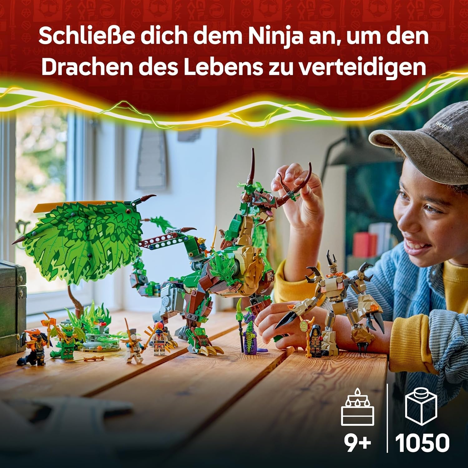 LEGO NINJAGO Le Drache des Lebens - Jeu de Ninja avec figurine Drachenfigur, Mini Monster Mech, 8 figurines et Schwertern - Créations créatives pour les jeunes et les filles à partir de 8 ans et les fans - 71859