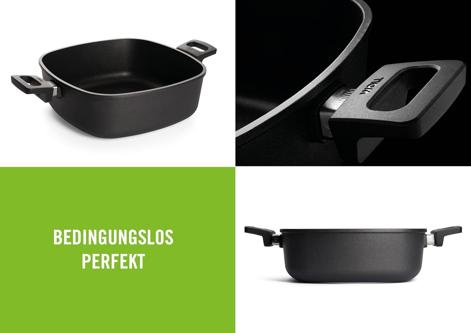 Woll Nowo Titanium Guss-Kasserole Viereckig - Induktiv -, 28 X 28 Cm, 10 Cm Hoch, 6.0 Liter, Mit 2 Seitengriffen - Geeignet Für Alle Herdarten, Aluminium, Backofenfest, Schwarz Moules et plaques pour la pâtisserie Naty Shop