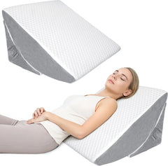 Pernă cu pană reglabilă, pernă de citit din spumă de înaltă densitate cu rolă de gât pentru pat și canapea, pană ergonomică pentru pat pentru apnee de reflux în somn, pernă pentru picioare, pernă pentru spate pentru citit, jucat sau vizionat la televizor