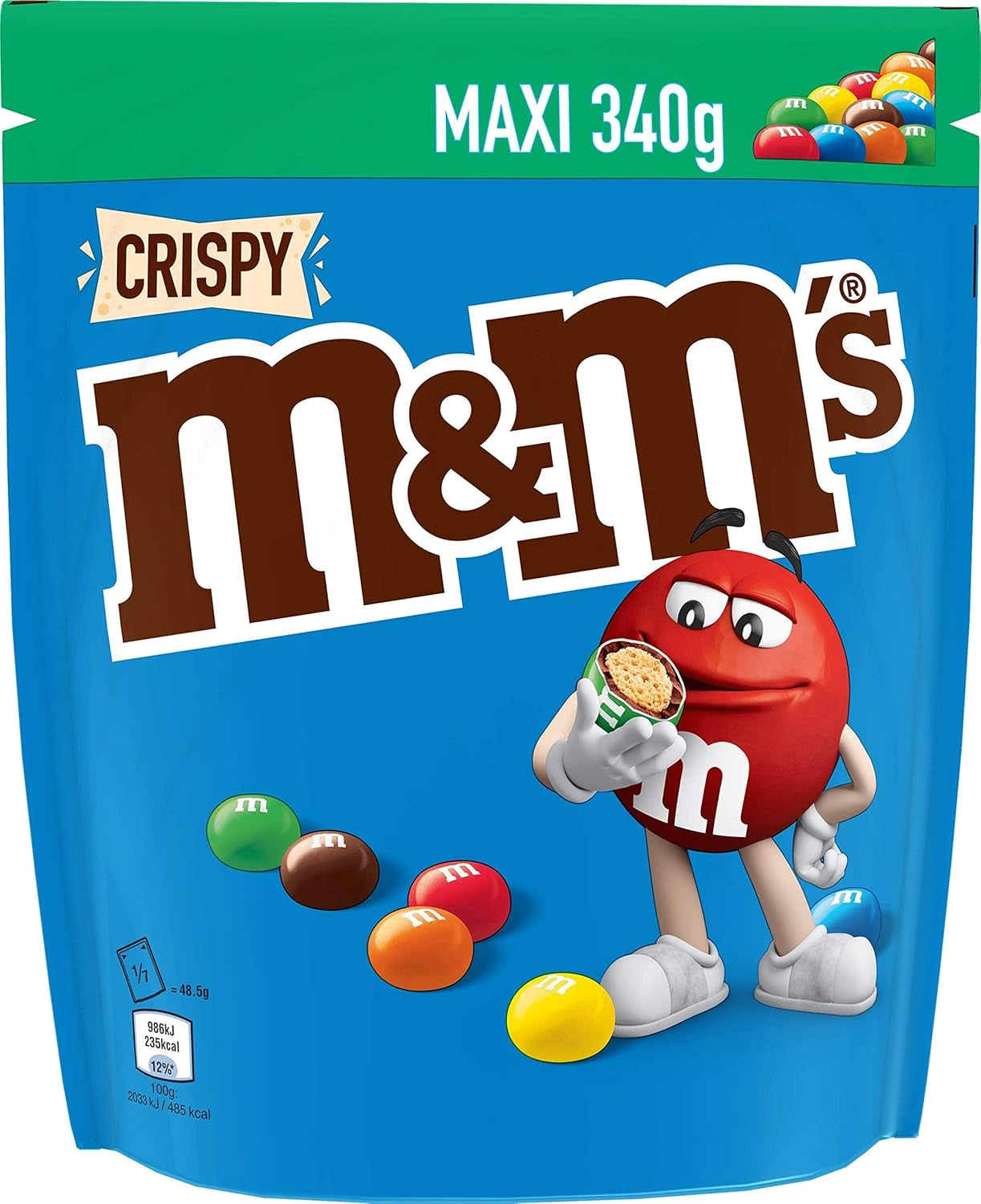 Chocolat M&M's Grand paquet, lentilles croustillantes au chocolat avec glaçage au sucre coloré, mélange de fête, 1 x 800 g, bonbons sur le thème du football américain
