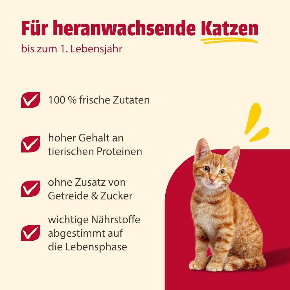 animonda Carny Katzen Nassfutter Kitten Huhn + Pute (12 x 400g), Kitten getreidefreies Katzennassfutter ohne Zucker für wachsende Kätzchen bis 1 Jahr, mit frischen Zutaten
