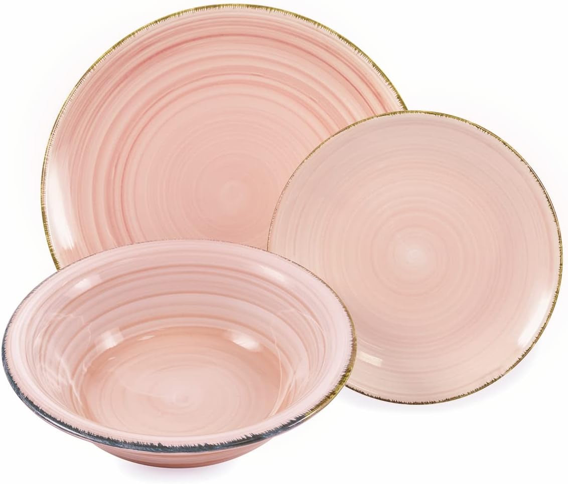 2197966 Service de table Baita Aquarelle, 18 pièces, grès peint à la main, 6 plateaux différents