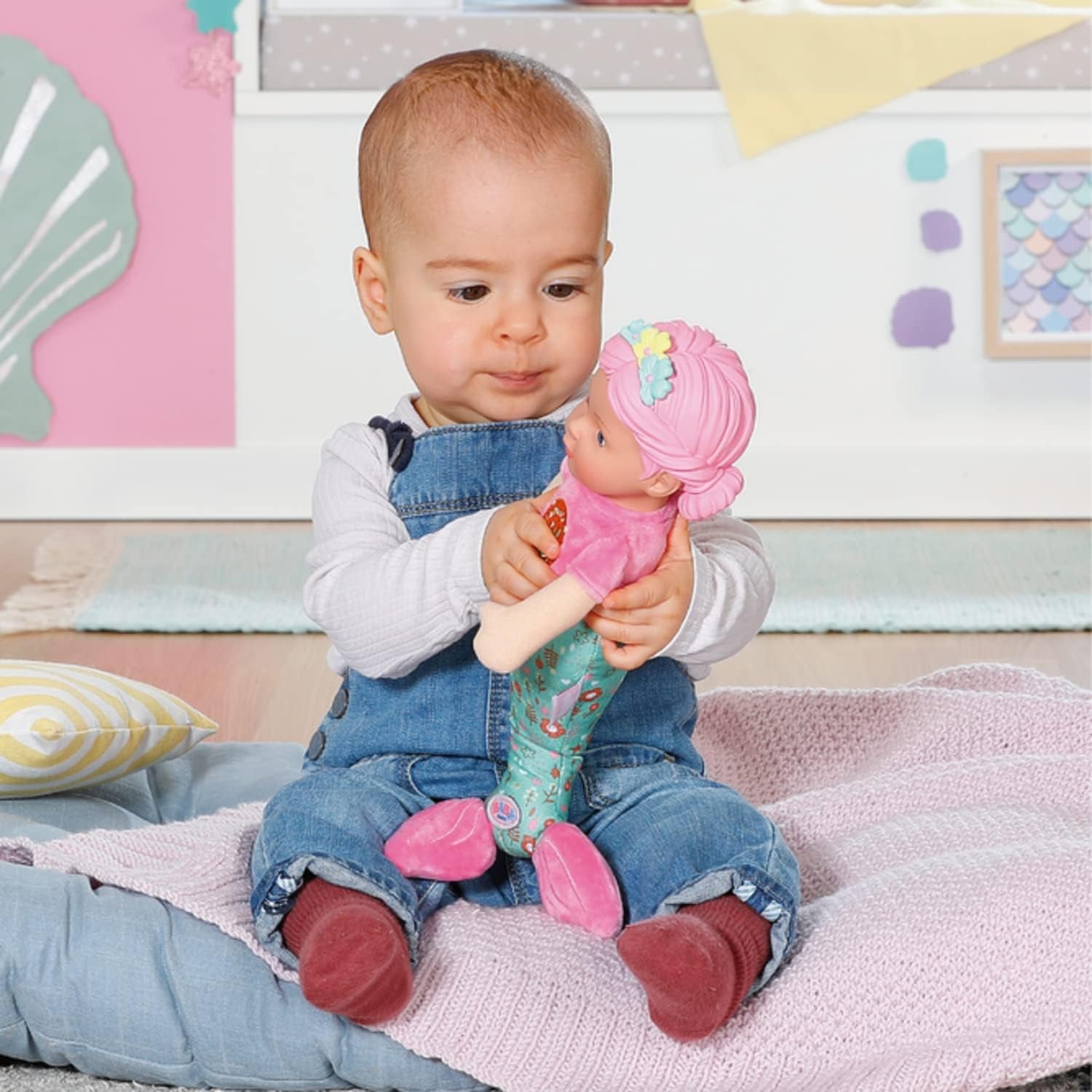 BABY born Sirène pour bébés, poupée douce lavable, poupée sirène avec tête en vinyle souple, 33 cm de haut, 832288 Zapf Creation