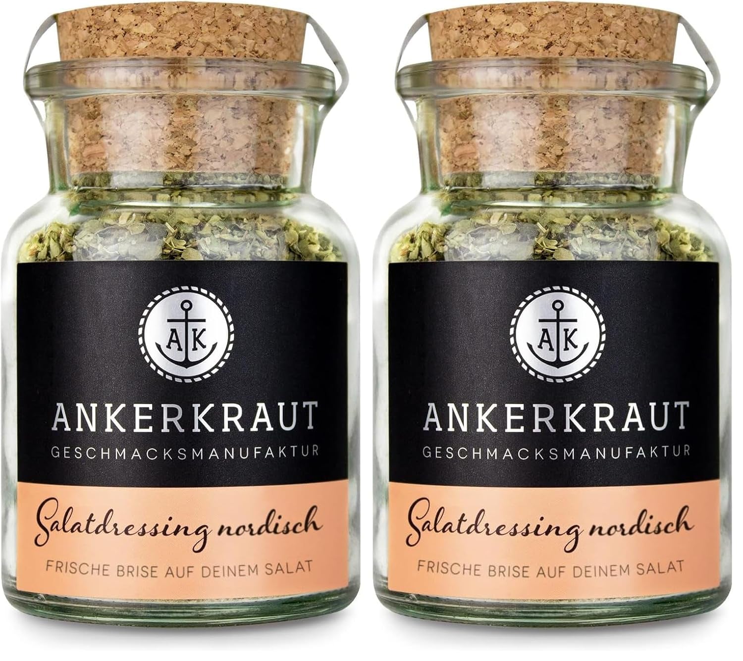 Ankerkraut Vinaigrette Nordisch Gewürz, 115g dans un verre en liège, Vinaigrette pour Knackigen Salat Schnell Selber Machen, Premium Qualität aus Hamburg