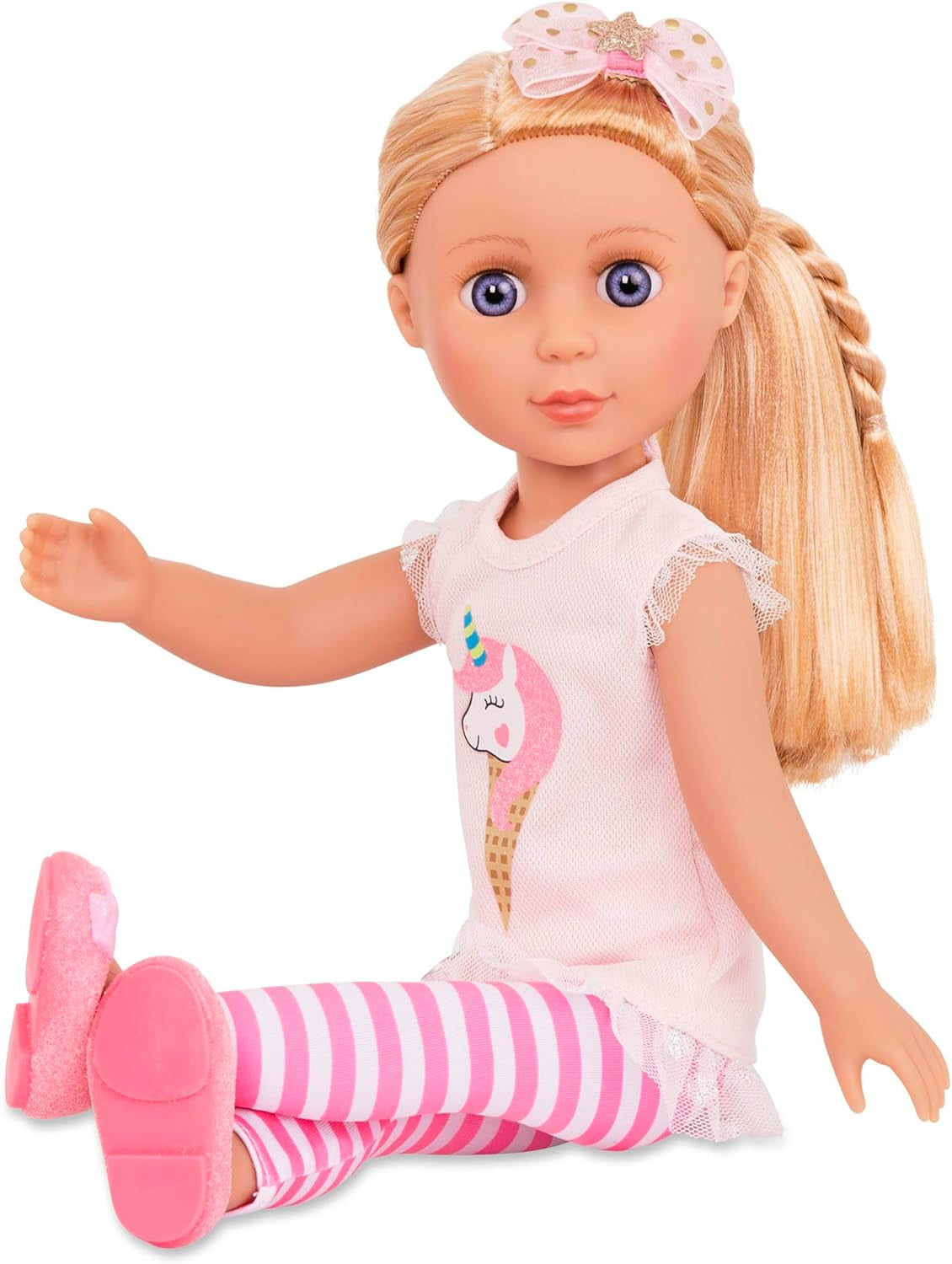 Glitter Girls - Lacy - 36 cm Modepuppe - Blondes Haar & Violette Augen - Poseable Arme & Beine - Einhorn-Eiscreme-Outfit - 3 Jahre +