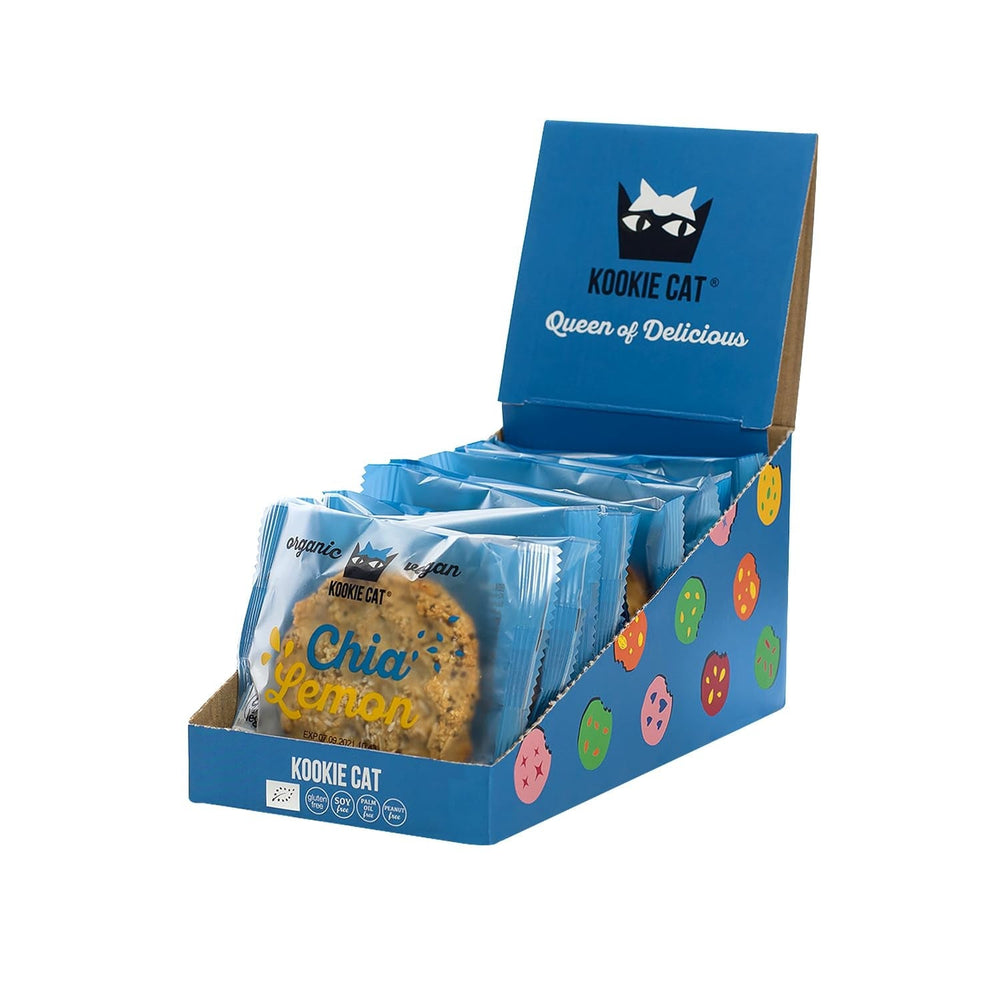 Chia et Citron - Biscuits végétaliens emballés individuellement, sans gluten, sans soja, biologiques, noix de cajou et avoine - 12 x 50 g Multipack