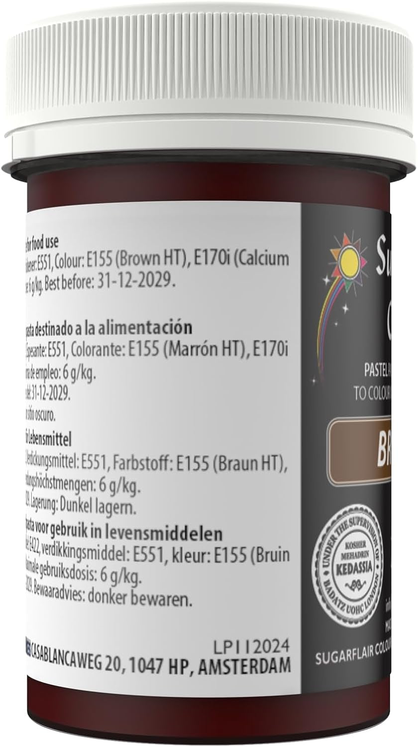 Pâte colorante alimentaire brune Sugarflair, colorant alimentaire pastel hautement concentré pour crème au beurre, fondant, glaçage royal, décorations de gâteaux et plus encore ! Colorant alimentaire vibrant! - 25g