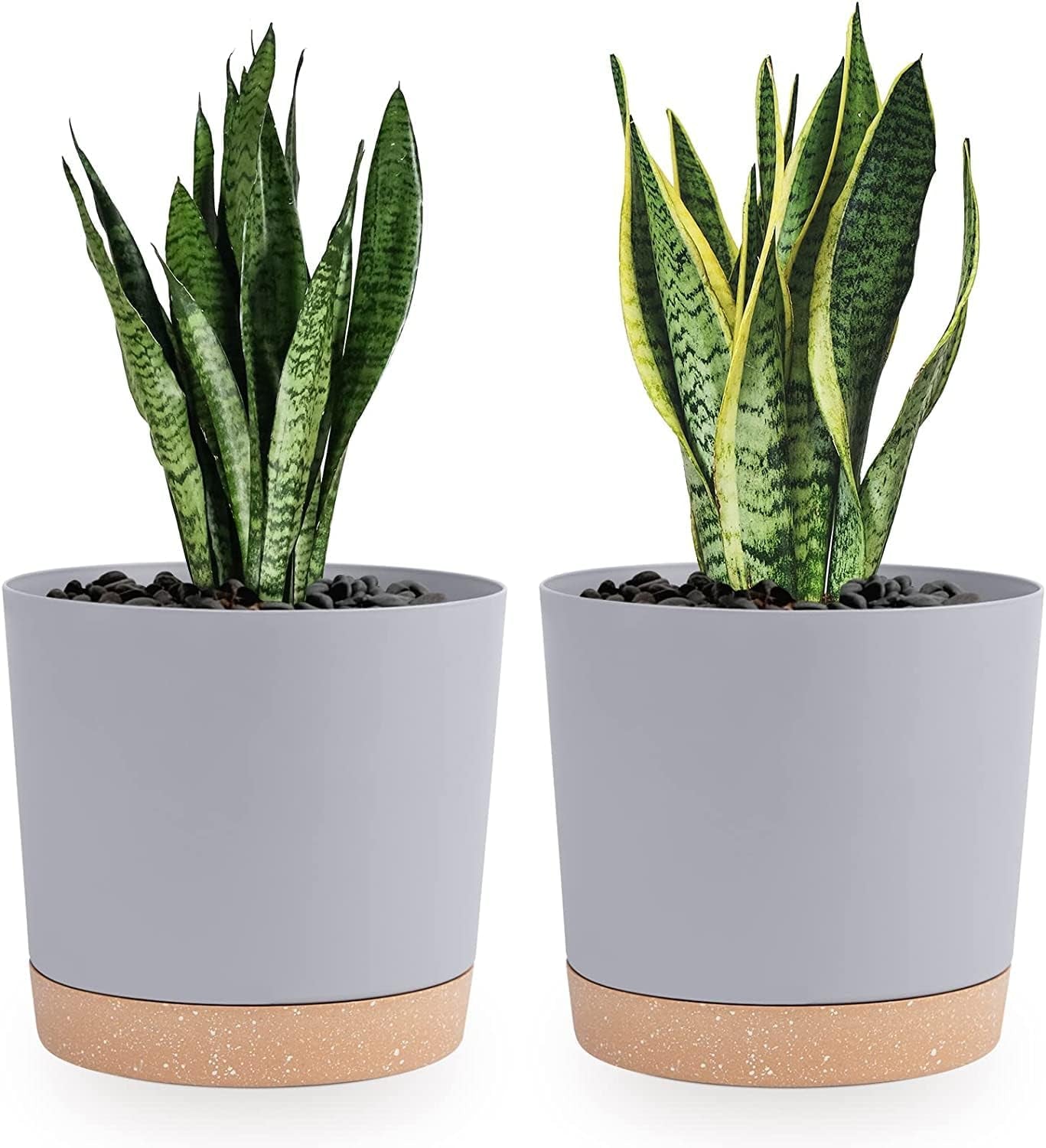 Lot de 2 pots de fleurs de 12,7 cm, pots de fleurs d'intérieur avec trous de drainage et base amovible, soucoupes décoratives modernes pour jardinières d'extérieur (blanc 12,7 cm)