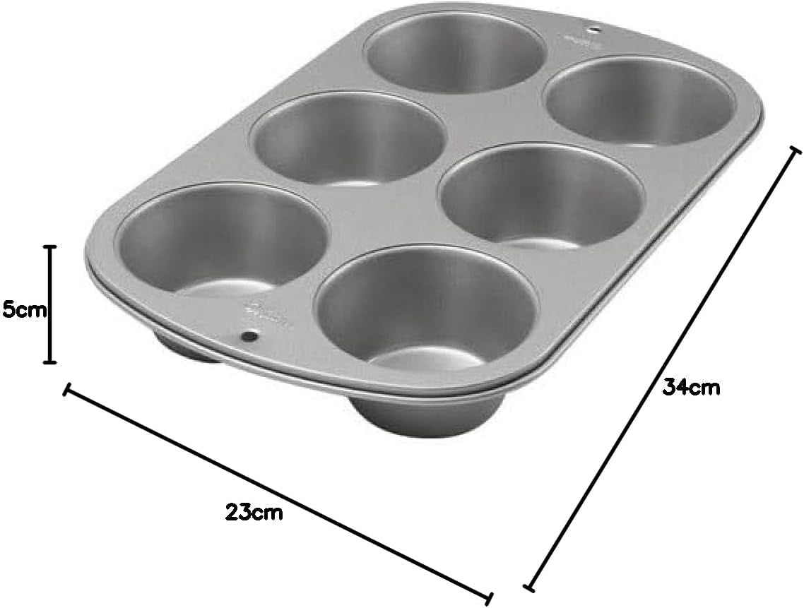 Wilton 445291 445291 Moule à muffins Jumbo, revêtement antiadhésif, 6 trous, 4,5 X 22,2 X 34,2 cm, moules et plaques à pâtisserie en acier Naty Shop
