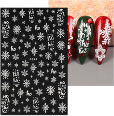 JMEOWIO Nagelsticker Weihnachten Weiß Glitter 8 Blatt Nail Art Sticker Selbstklebend Nagelaufkleber Schneeflocke Winter Holiday Dekoration Nageldesign Zubehör