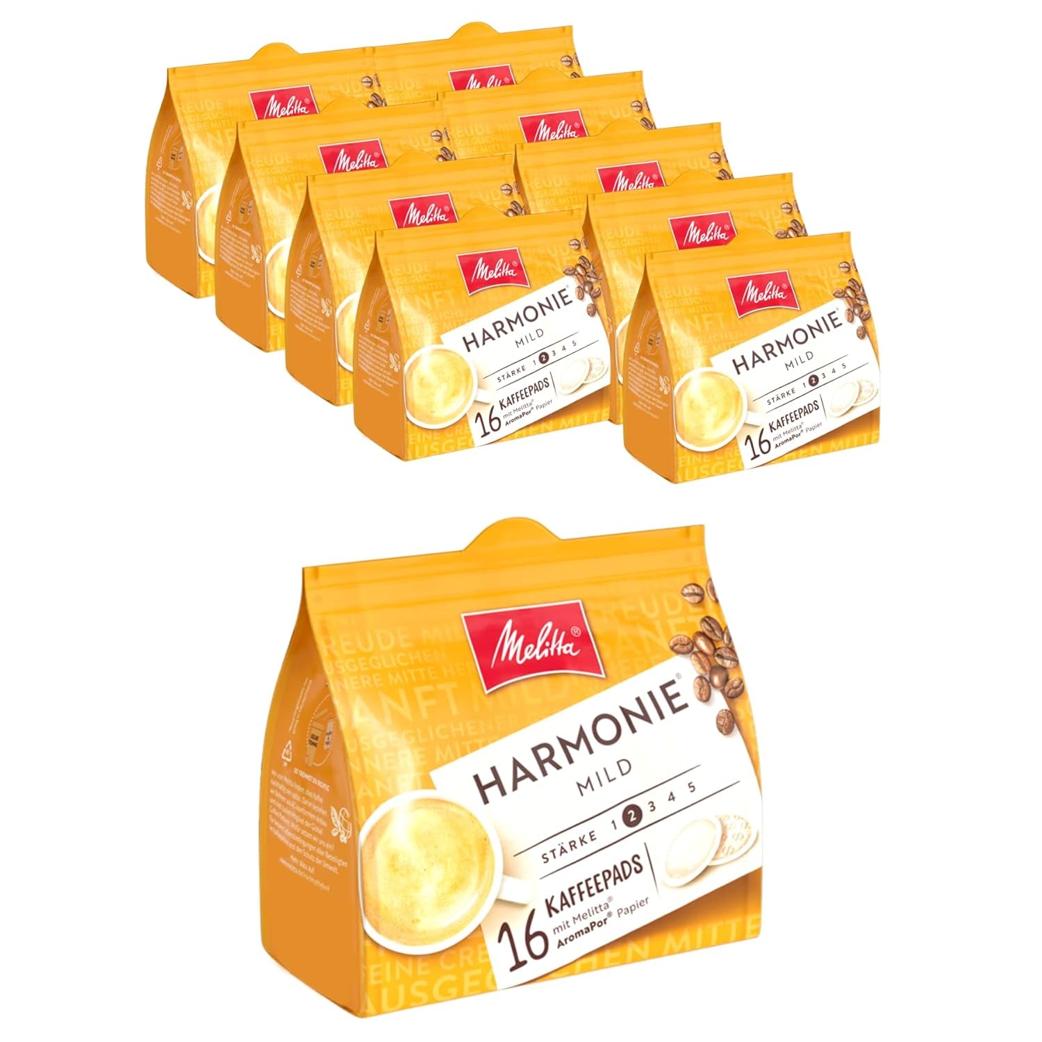 Melitta BellaCrema Intenso gemahlener Röstkaffee en Kaffee-Pads 10 x 16 Pads & Harmonie soft gemahlener Röstkaffee en Kaffee-Pads 10 x 16 Pads