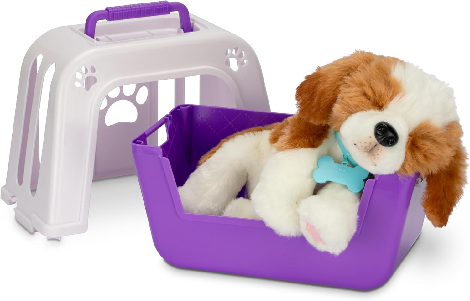 Little Live Pets My Really Real Puppy – Patches; Interaktiver Welpe; 60+ Geräusche/Reaktionen; realistisches Aussehen; 1 aus 72 Varianten; Spielset mit Transportbox; Batterien enthalten; ab 5 Jahren