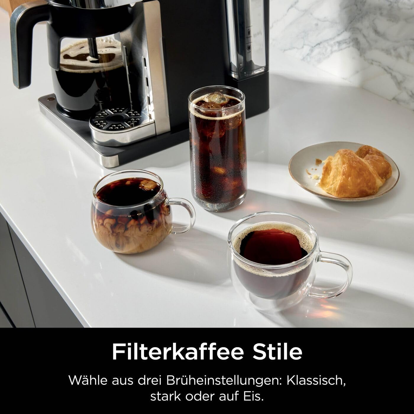 Ninja Prestige Cafetière filtre 2 en 1 avec capsules et mousseur à lait intégré, pour latte, café glacé et Flat White, noir CFN802EU