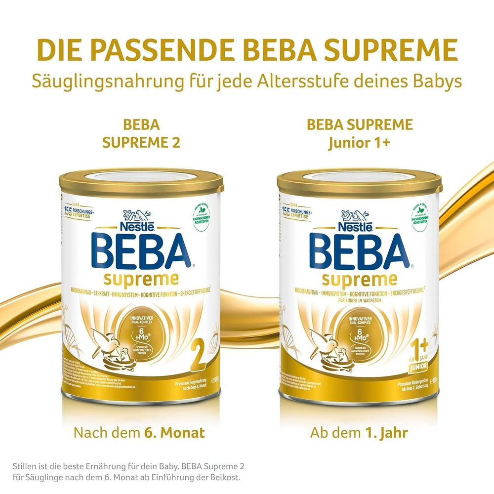 BEBA SUPREME 2 Lait de suite après 6 mois, lactose uniquement, sans huile de palme, pack de 6 (6 x 800g) Naty Shop