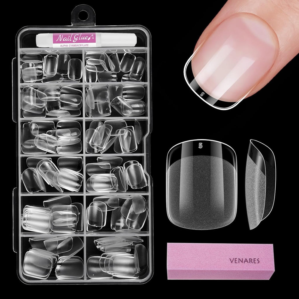 Unghii scurte cu acoperire completă, 120 bucăți, vârfuri de unghii scurte cu formă de migdale, gel moale, vârfuri de unghii scurte cu formă de migdale, 12 dimensiuni, vârfuri de unghii scurte preformate semi-mate pentru unghii cu gel