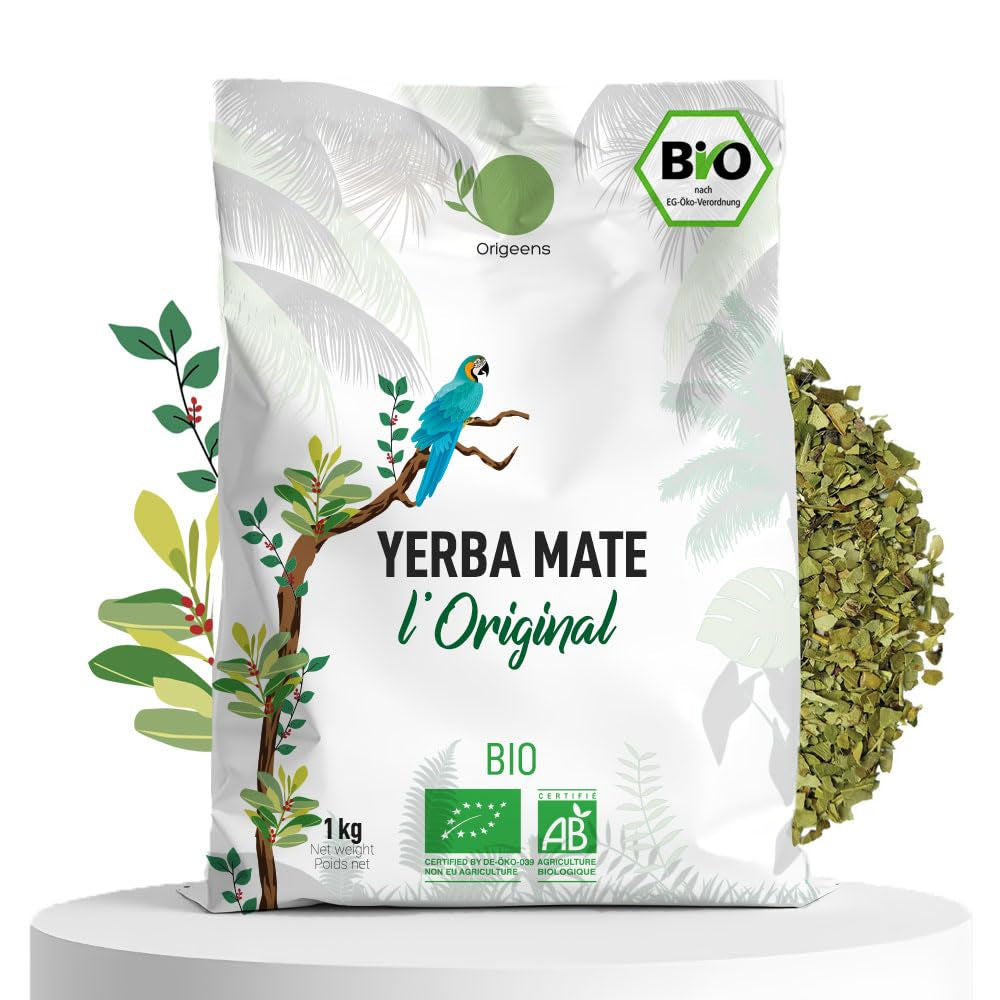 ORIGEENS BIO YERBA MATE TEA 1 KG - L'Original I Non torréfié, sans feuilles, sans tiges, sans poussière et sans miettes I Boisson énergisante et détoxifiante