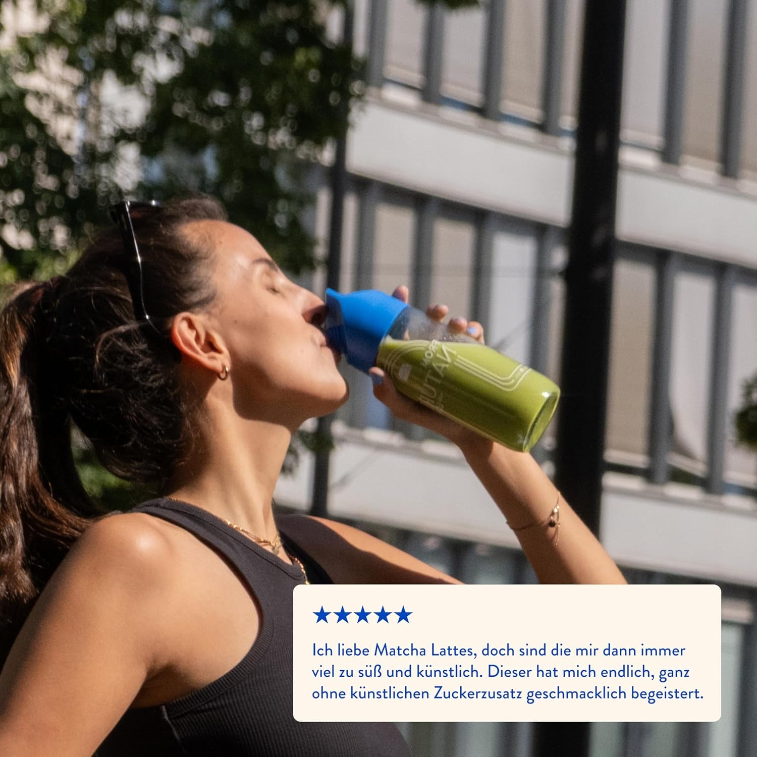 Blue Farm Bio Matcha Oat Latte auf Haferbasis ohne Zuckerzusatz - Mit dem Vitalpilz Lion's Mane - Vegan - sans lactose et sans gluten (300 g, Matcha)