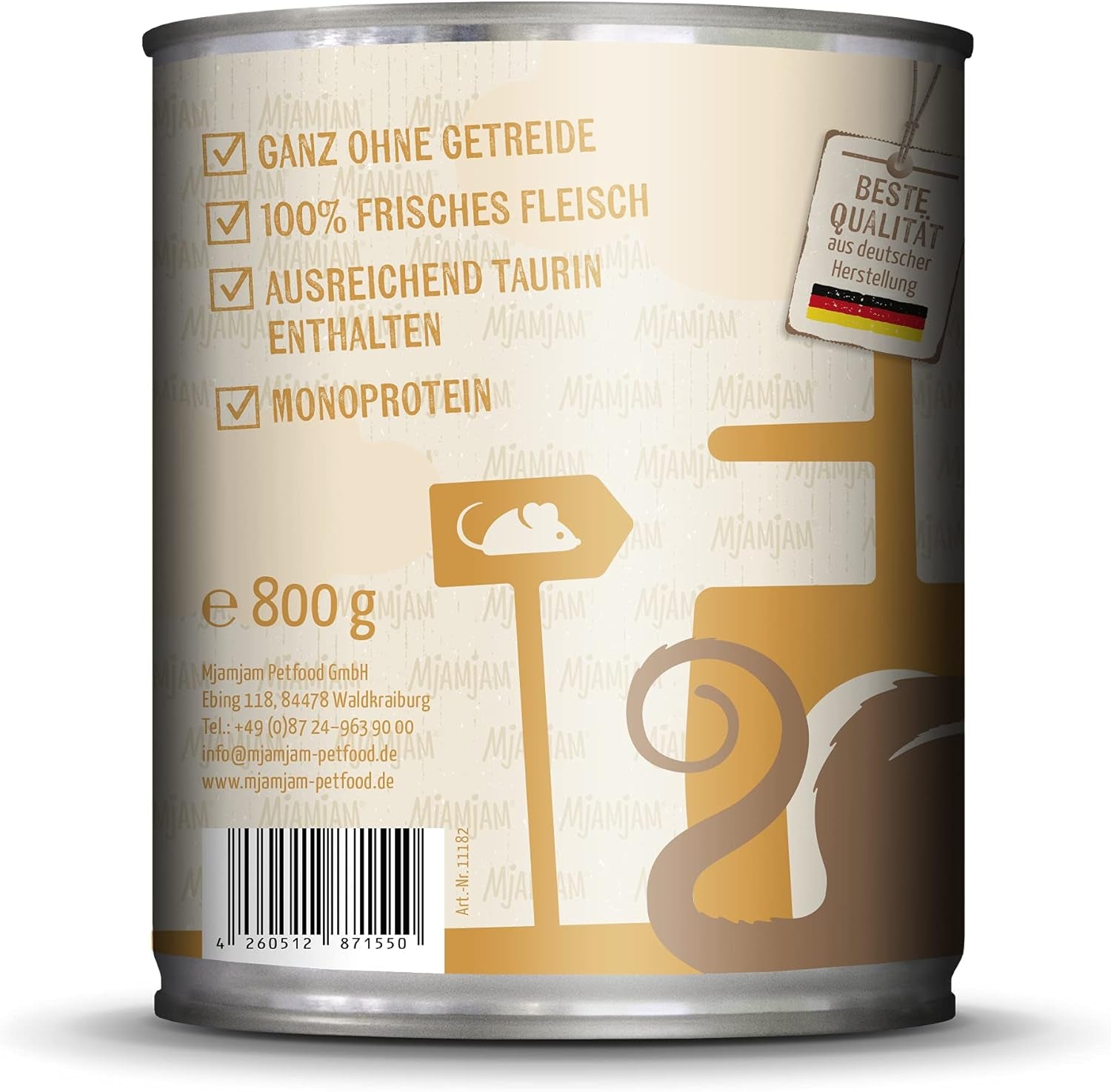 MjAMjAM - Nourriture humide de qualité supérieure pour chats - Plaisir de la viande pure - Paquet de 6 poulets juteux (6 x 800 g) sans céréales avec viande supplémentaire