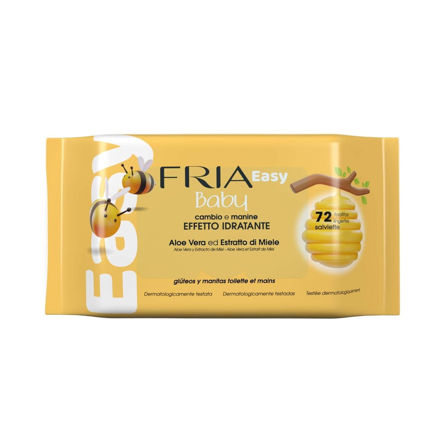 Easy Baby Lingettes humides à l'aloe vera et à l'extrait de miel hydratantes pour la peau, testées dermatologiquement, paquet de 20 lingettes