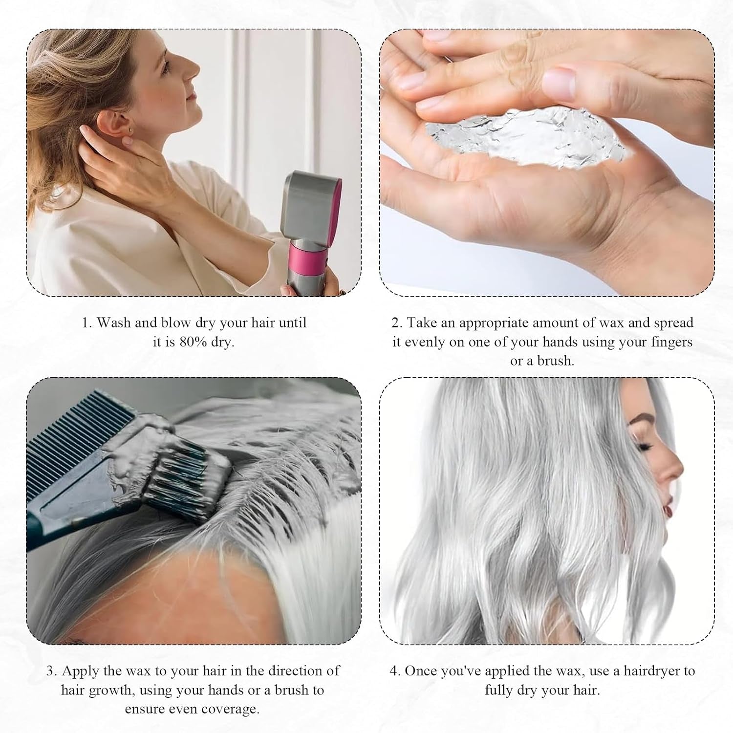 Vopsea de păr Grey Silver Natural Silver Gray Hair Dye Cream, Grey Hair Dye Cream Silver Gray, Silver Gray Natural Hair Dye Cream Grey Hair Dye pentru toate tipurile de păr cu 1 Scalp Massager (100ml) Vopsea pentru par Naty Shop