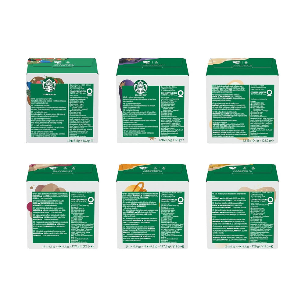 STARBUCKS Probierset, Mixed Cup Variety Pack de Nescafé Dolce Gusto Kaffeekapseln 6 x 12 (72 Kapseln) - Exclusif bei Amazon