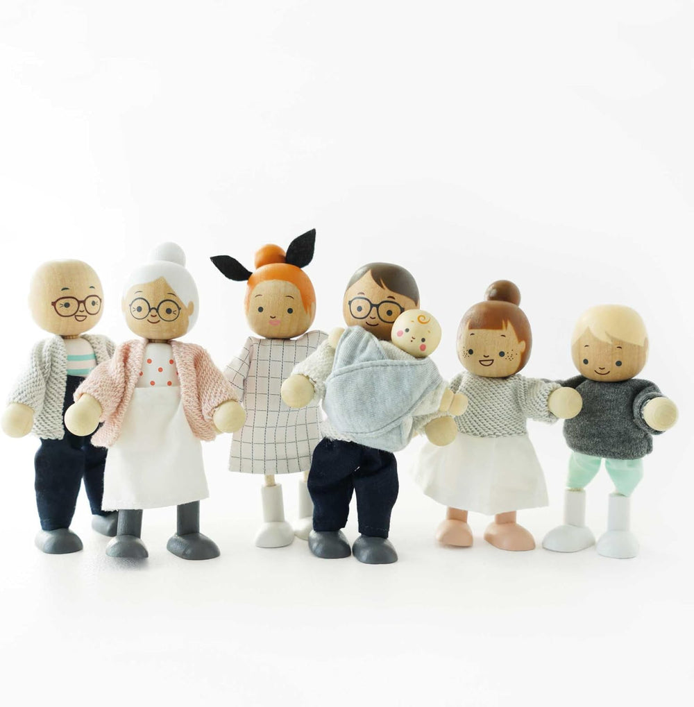 - Ma famille avec 4 chiots – Holz, Stoff – P053