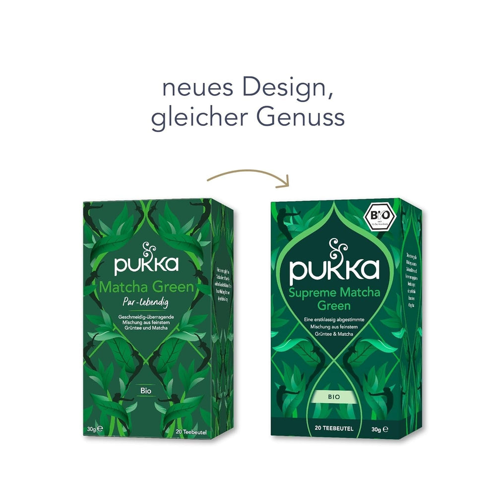 Sachets de thé vert Pukka Matcha : thé vert énergisant au matcha