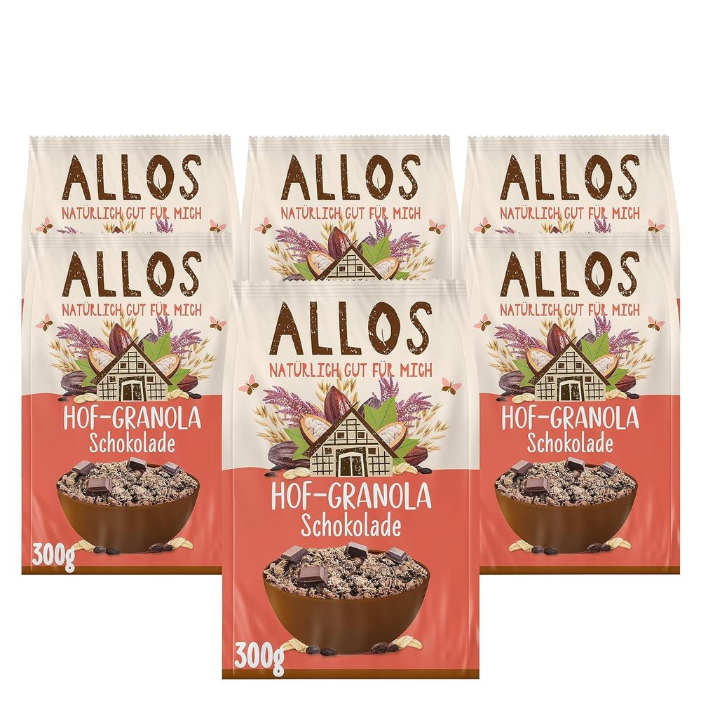 Allos Hof Granola aux baies | Muesli biologique | Muesli aux baies | Muesli croustillant | Céréales pour le petit déjeuner | Pack de 6 (6 x 300g), 1 pièce (pack de 6)