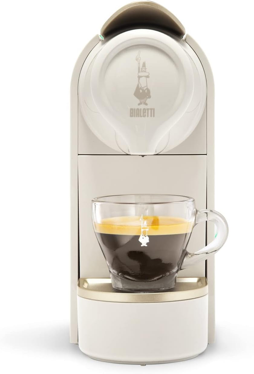 Bialetti Gioia, machine à expresso pour capsules en aluminium, super compacte, réservoir de 500 ml, 50% plastique recyclé, couleur taupe