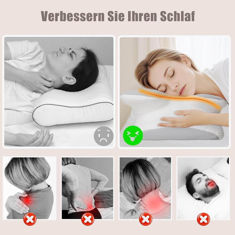 Pernă pentru gât Pernă ortopedică pentru cap Pernă din spumă de memorie Pernă pentru impact lateral - Design ergonomic Cu formă goală Pentru impact lateral, dorsal și abdominal Gri deschis Perne ortopedice cervicale Naty Shop