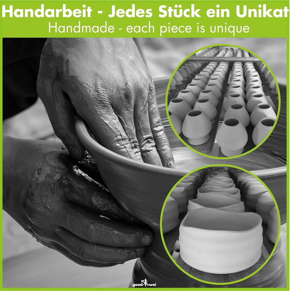 Set Goodwei Matcha cu tel pentru matcha, bol pentru matcha, suport pentru tel din ceramică și ceai matcha organic din Japonia | Set cadou (Kumo)