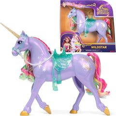 Wildstar Unicorn par Unicorn Academy - Licorne Sophia originale de 28 cm de haut de la série Netflix avec une vraie crinière et une vraie queue, une bride, une selle et une brosse amovibles, à partir de 4 ans