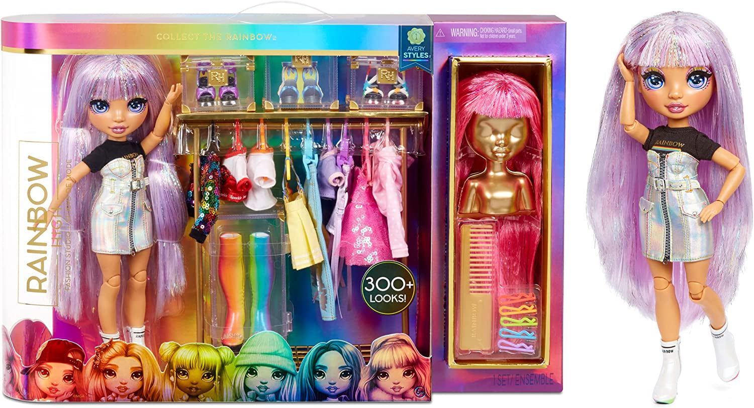 Rainbow High 571049 Fashion Studio - Poupée exclusive avec vêtements, accessoires et 2 perruques brillantes - Créez plus de 300 tenues !